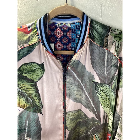 Johnny Was "Wildlife" Bomber Reversible Zipper Silk Jacket M NWT New! $595 Wow! - Picture 7 of 11